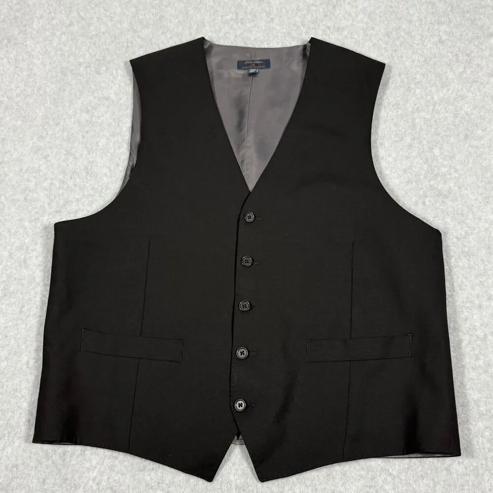 Brooks Brothers Explorer Collection Black Merino Wool Suit Vest 40R Regular